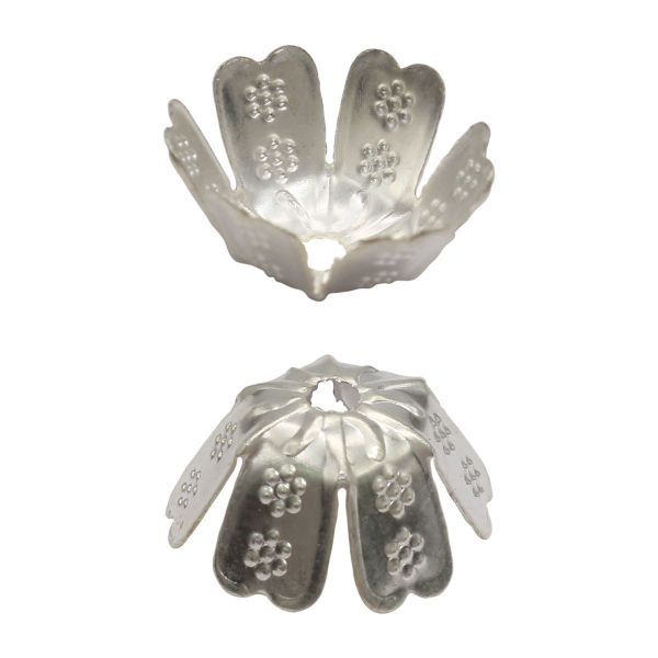 Шапочка для бусин, 13мм 30 шт в упак, Астра, Серебро