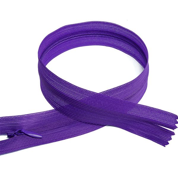 Молния потайная (скрытая) Т3 (3 мм) 1 зам., н/раз., 50 см, цв.F170 т.фиолетовый уп.50 шт