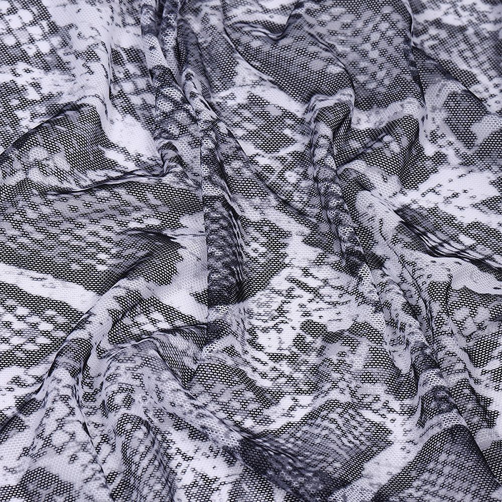 Сетка бельевая эластичная 100 г/м², шир.160 см / 3 метра.SZ025816, принт питон, цв.белый+черный /SZ025816.19/3/