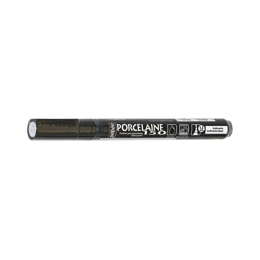 Маркер по керамике Porcelaine 150 1.2 мм, перо круглое, 6 шт, 020009 антрацит, Pebeo