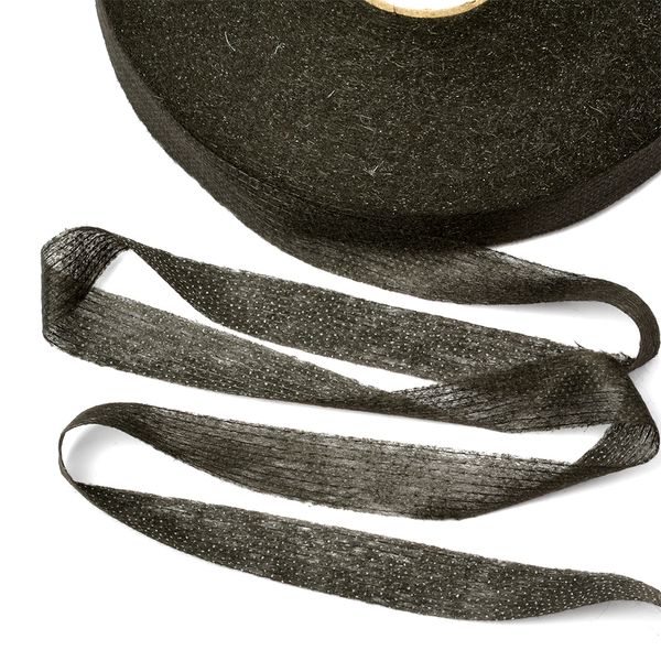 Лента клеевая нитепрошивная по долевой 15 мм / 100 метров, черный