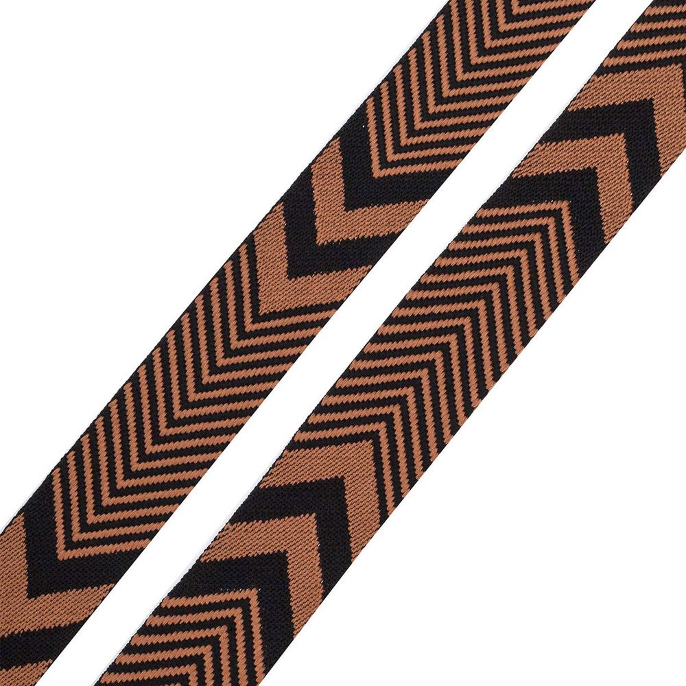 Стропа (ременная лента) 38 мм / 3 метра, [40 г/пог.м], с принтом 2-сторонняя, D169 коричневый/черный, 3Al354