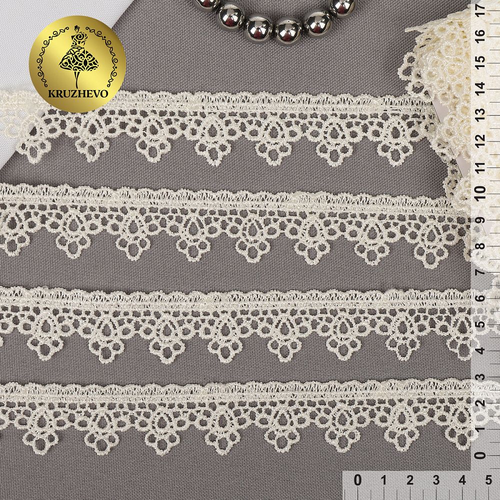 Кружево гипюр (плетёное) 25 мм / 13.71 метров, TBY.4GB2501, цв.молочный
