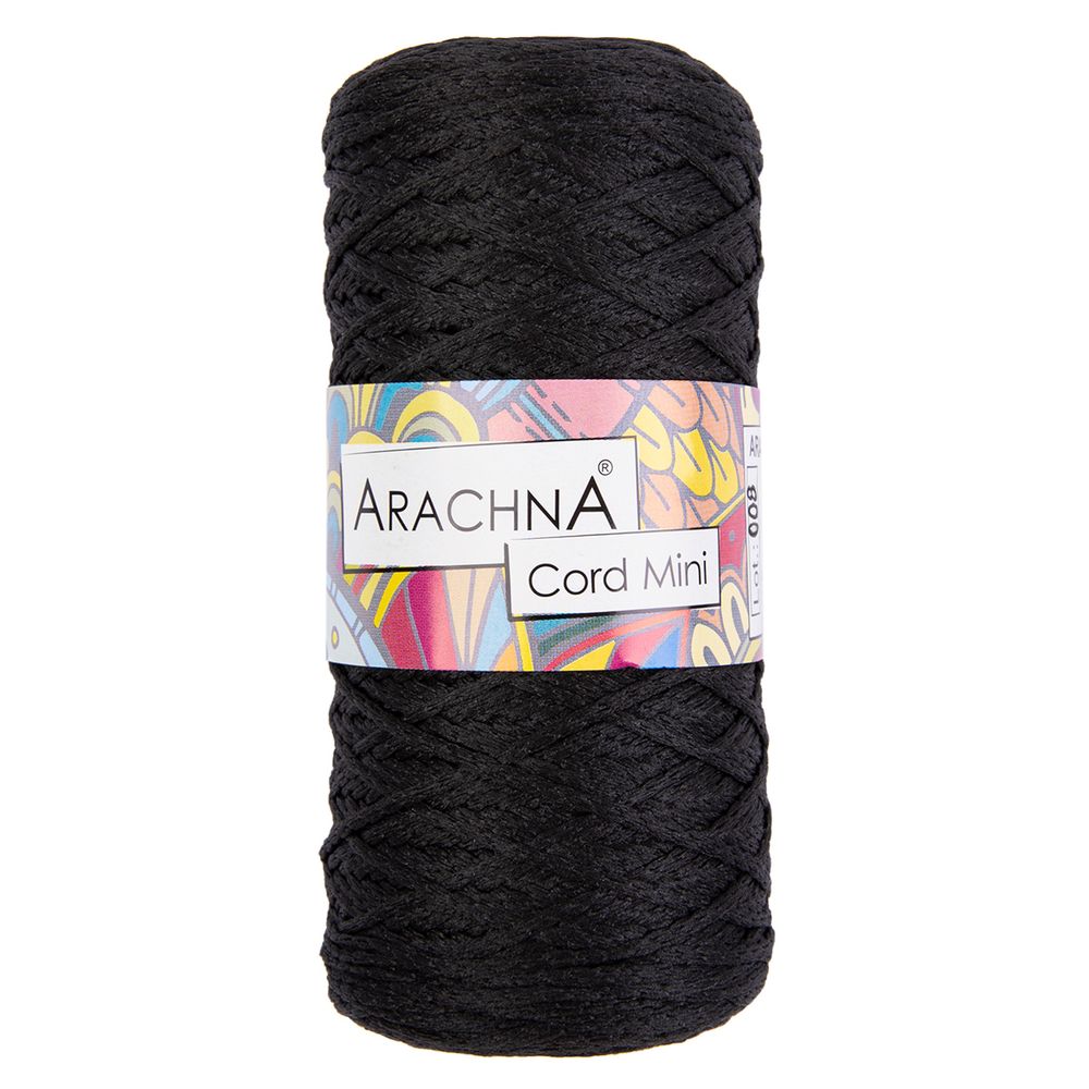 Пряжа Arachna Cord Mini / уп.3 мот. по 75г, 200 м, 02 черный