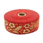 Лента (тесьма) жаккардовая 50.0 мм / 25±1 метров, с метанитом рис. 9560 Яблоневый цвет (6 красный) С3347Г17