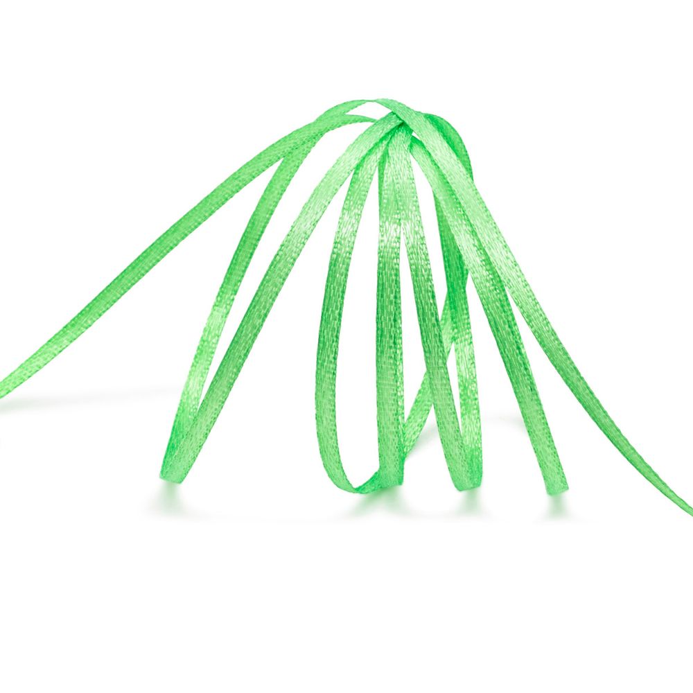 Лента атласная 2-сторонняя 3.0 мм / 100±2 метров, (085 яркий салат), Globus