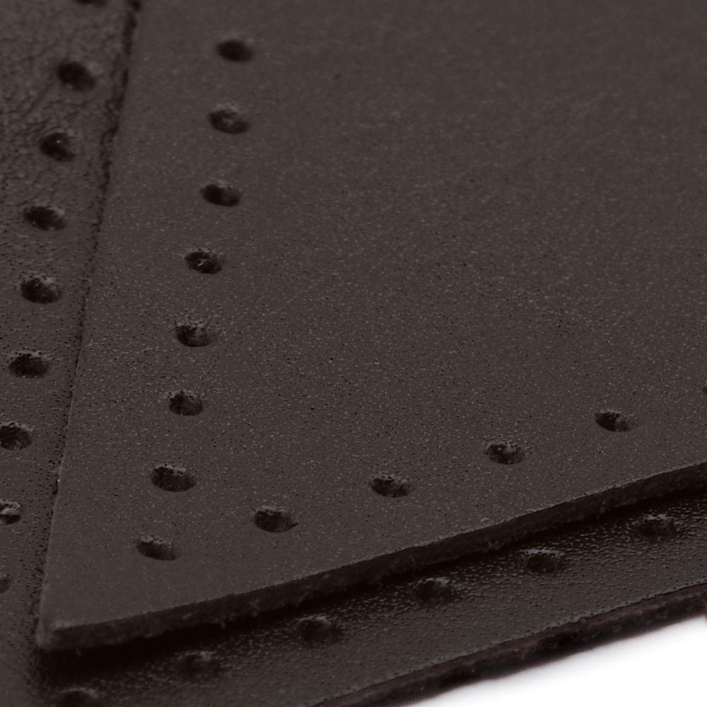 Заплатки пришивные из кожи, треугольник равнобедр., стор. 6см, с перфорацией, 2 шт, 100% кожа, 03 темно-коричневый, 9902