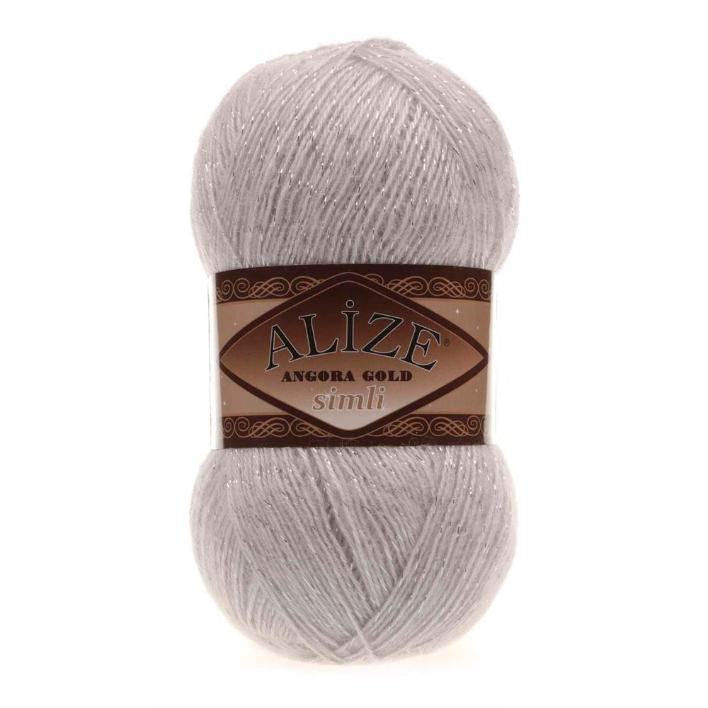 Пряжа Alize (Ализе) Angora Gold Simli / уп.5 мот. по 100 г, 500м, 168 белая зима A