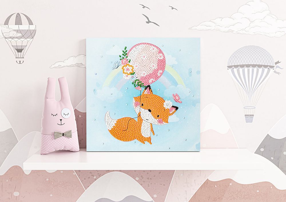 Алмазная (кристальная) мозаика Фрея ALBP-303, постер Лисичка на шаре, 20х20 см