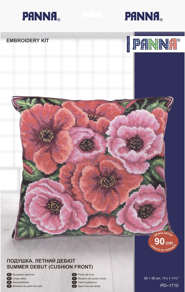 Набор для вышивания нитками Panna, Подушка Летний дебют, 30х30 см