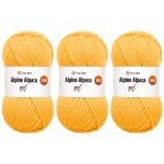 Пряжа YarnArt (ЯрнАрт) Alpine Alpaca New / уп.3 мот. по 150 г, 120 м, 1448 желтый