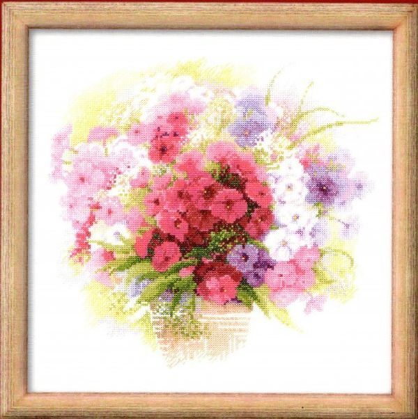 Набор для вышивания нитками Риолис, Акварельные флоксы 30х30 см