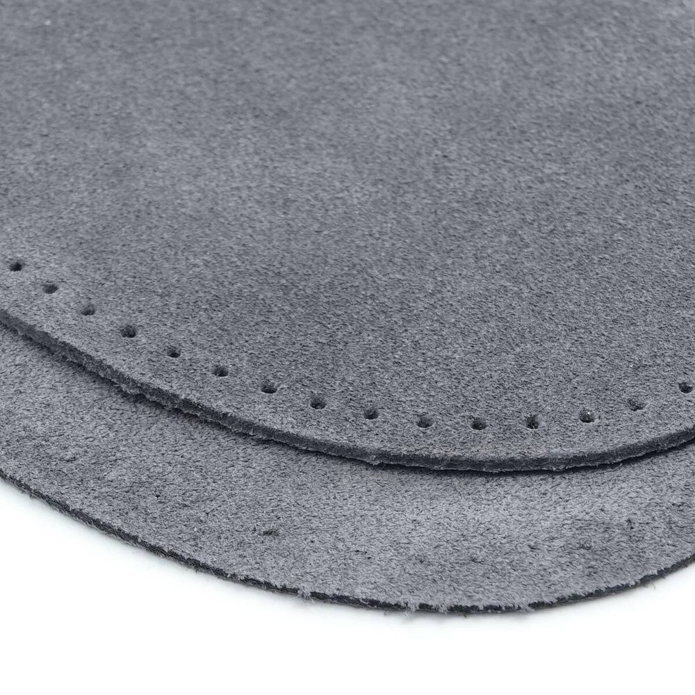 Заплатки пришивные из замши, овал 8х10,9см с перфорацией, 2 шт, 100% кожа, 26 серый, 59124