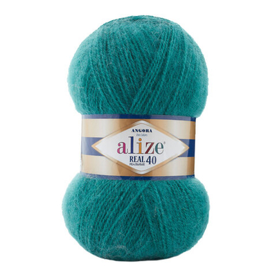 Пряжа Alize (Ализе) Angora Real 40 / уп.5 мот. по 100 г, 430 м, 507 античный зеленый