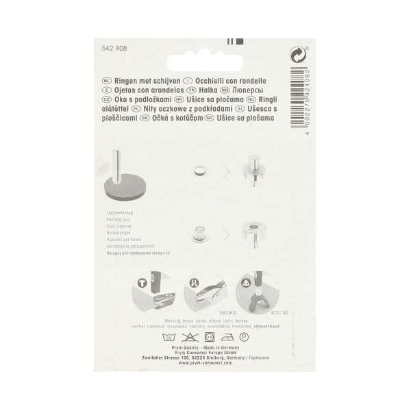 Люверсы металл ⌀_4.0 мм (внутр.), латунь, золотой, Prym, 50 шт