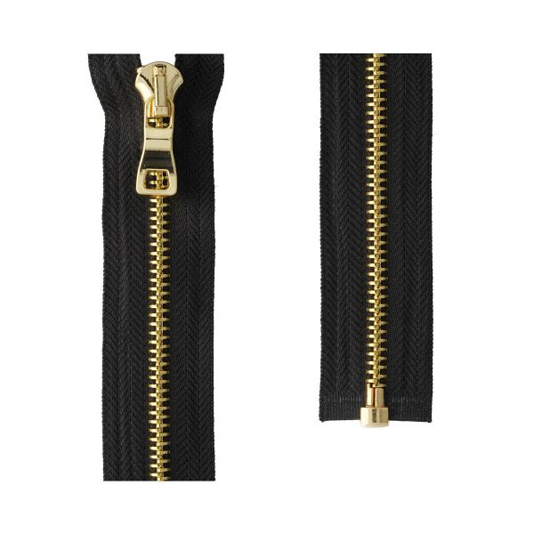 Молния металл Т5 (5 мм) 1 зам., разъем., 60 см, декор, золото, черный Premium, MLP-5 Gamma, 1 шт