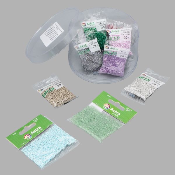 Набор бисера 11/0 ассорти №9 в тубе, 10 цветов, Astra&Craft