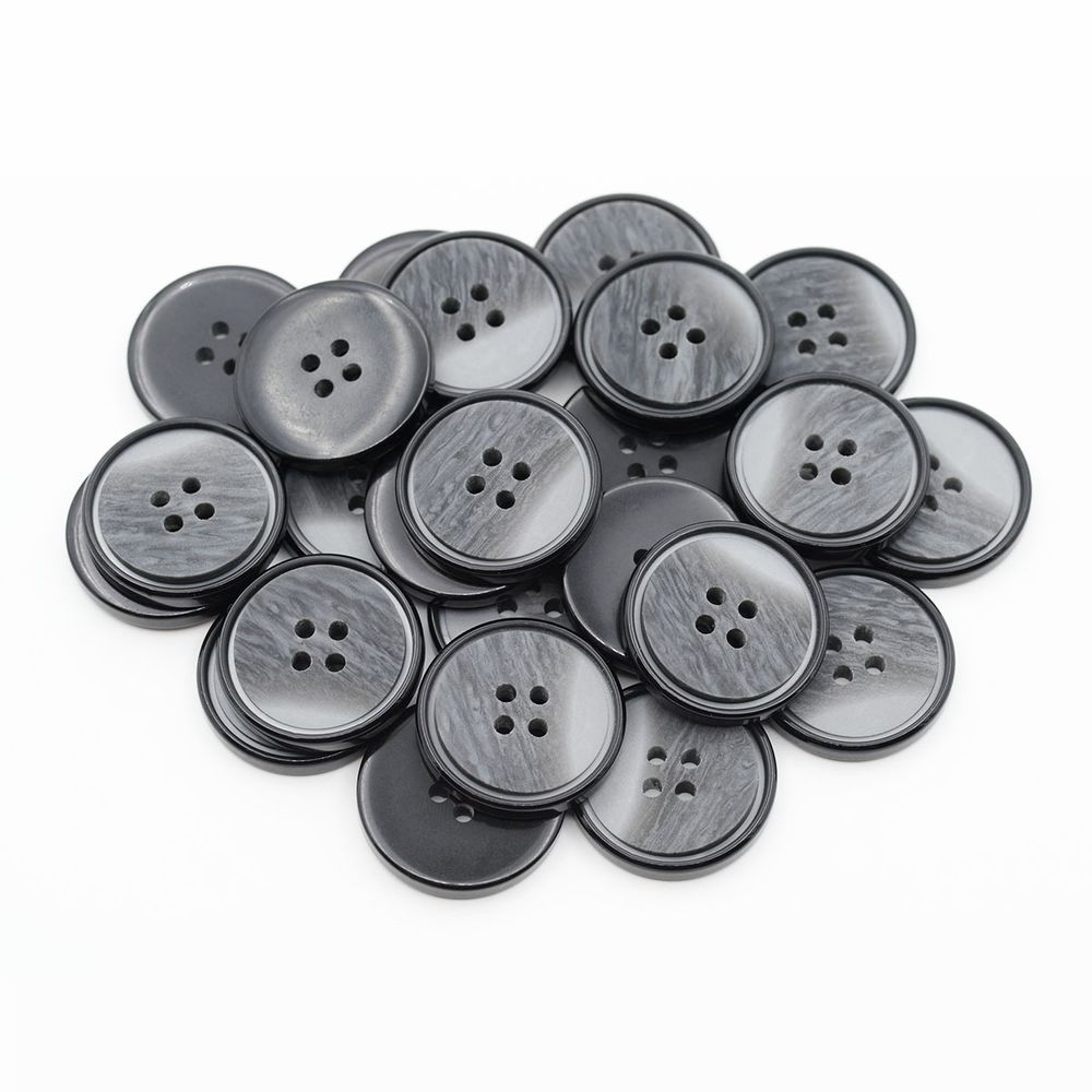 Пуговицы 4 прокола 40L (25мм), (Black (черный)), 24 шт