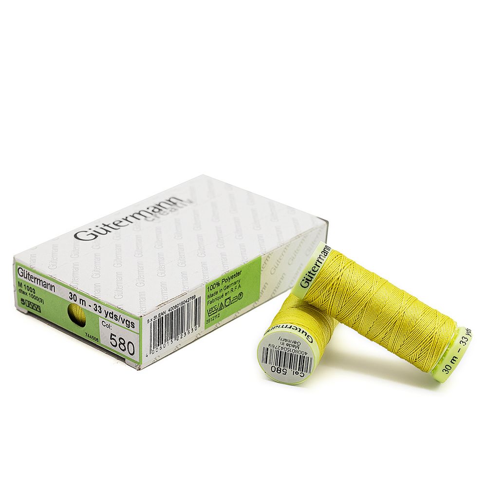 Нитки отделочные Gutermann Top Stitch, 30м, 580 грушево-зеленый, 5 катушек