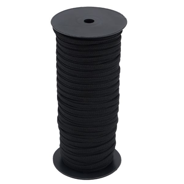 Шнур плетеный плоский ⌀7.0 мм / 50 метров, п/а, черный