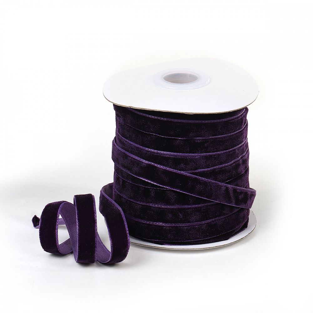 Лента бархатная (тесьма) 10.0 мм / 22.86±1 метров, арт.10VR59 нейлон цв.т.фиолетовый
