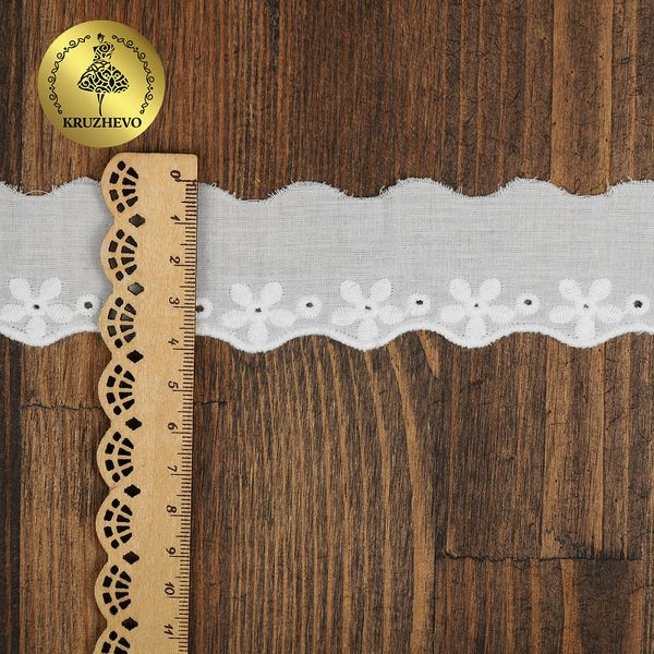 Кружево шитьё хлопок Kruzhevo 35 мм, TBY.0378, 01 белый, 13.71м