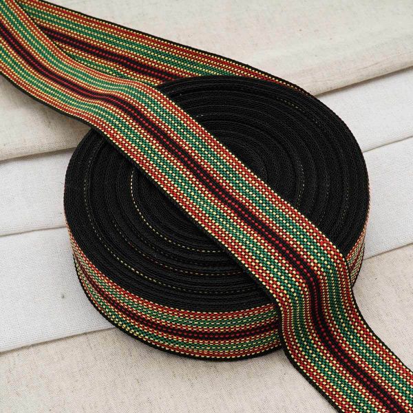 Лента для поясов рис 9830 40мм*25м (черный/красный/желтый), С3822Г17