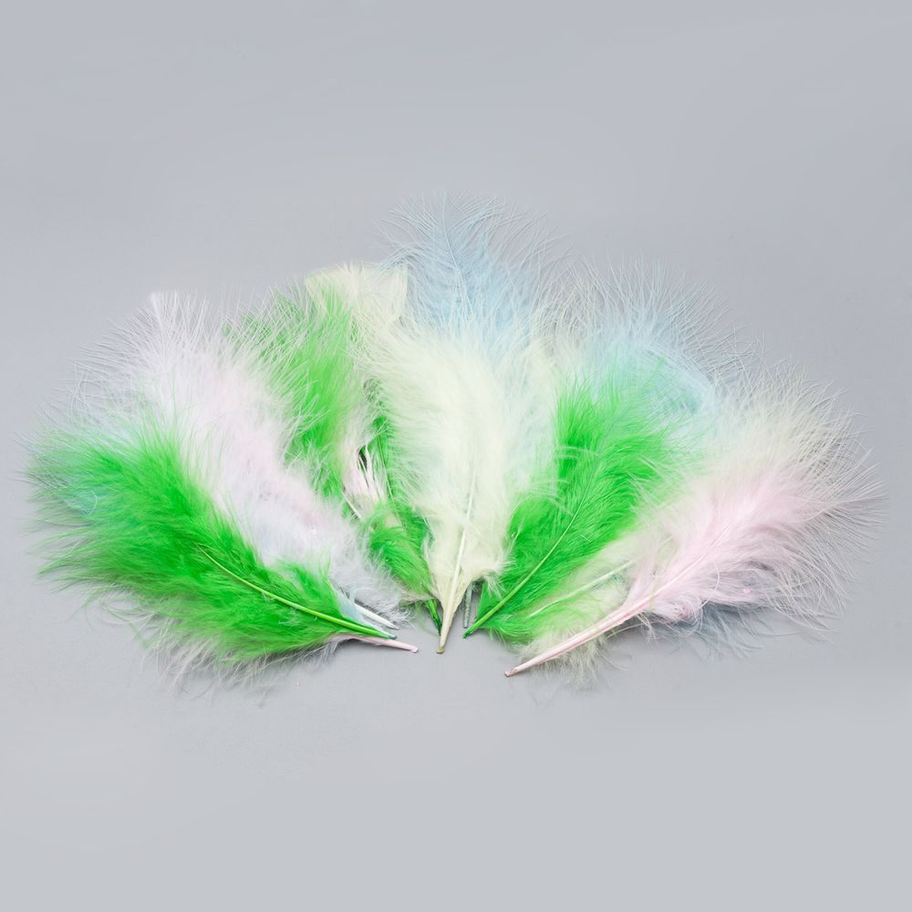 Перо марабу обработанное ассорти, 15-17см, 20 шт, XQ-660340