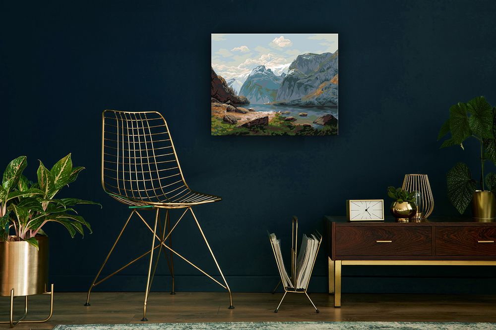 Картина по номерам Фрея GTG-PNB/PL-198, По мотивам картины Саврасова А. К. «Озеро в горах Швейцарии». 1866. Фрагмент, 50х40 см