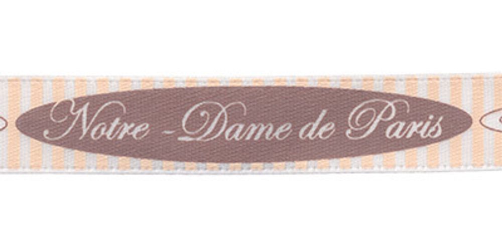 Лента атласная с рисунком 12 мм, 5х3 м, N1/001 Notre-Dame De Paris/белый, Gamma ALP-122