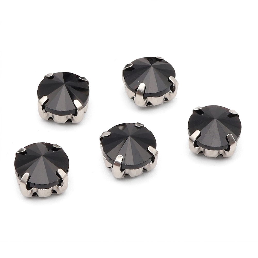 Хрустальные стразы в цапах круглой формы, черный 8 мм, 10 шт. Astra&Craft, РЦ018НН8