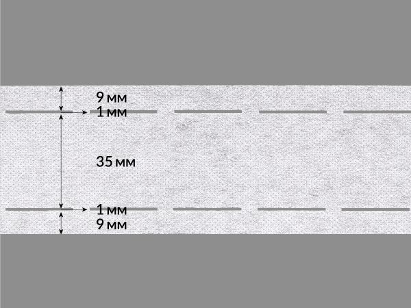 Лента корсажная клеевая перфорированная 55.0 мм / 200 метров, 70 г/м², цв. белый, 20170 9/1/35/1/9, БрючникоФФ