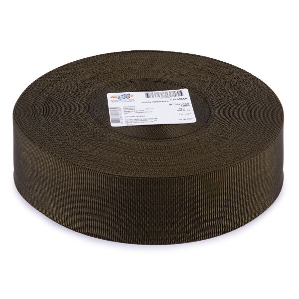 Стропа (ременная лента) 50 мм / 30 метров, толщ. 0.85 мм, [32.39 г/пог.м], 100% п/а, 113 оливковый, Gamma 9с767