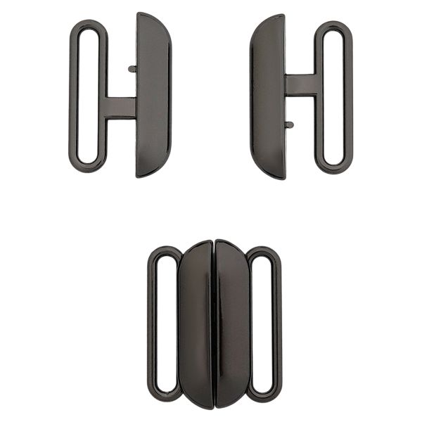 Застежки для купальника (бикини) металл 20.0 мм, черный никель, МВ_2235, 6 шт