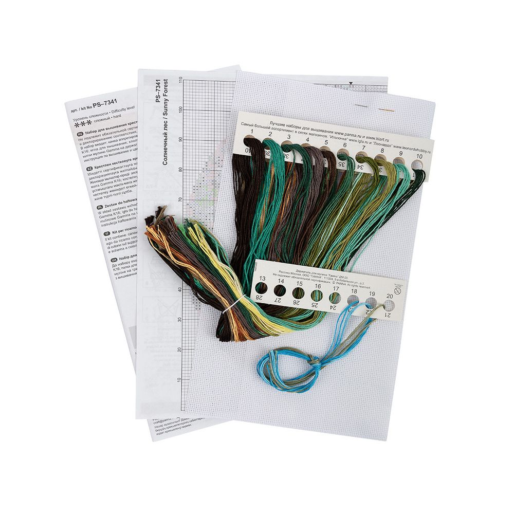 Набор для вышивания нитками Panna, Солнечный лес, 17.5х17.5 см