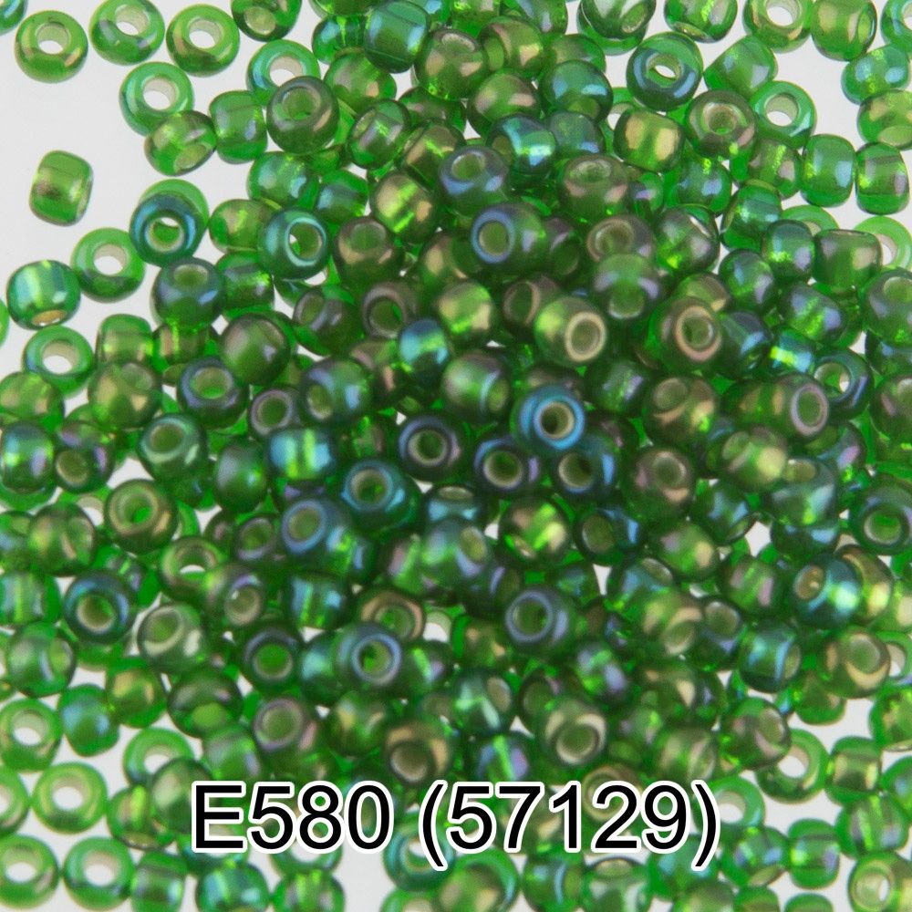Бисер Preciosa круглый 10/0, 2.3 мм, 50 г, 1-й сорт. Е580 зеленый, 57129, круглый 5