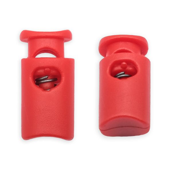 Фиксатор (зажим) для шнура пластик 1 отв., ⌀4.5 мм, 19х9 мм, цилиндр, ПП, ярко-красный, 100 шт