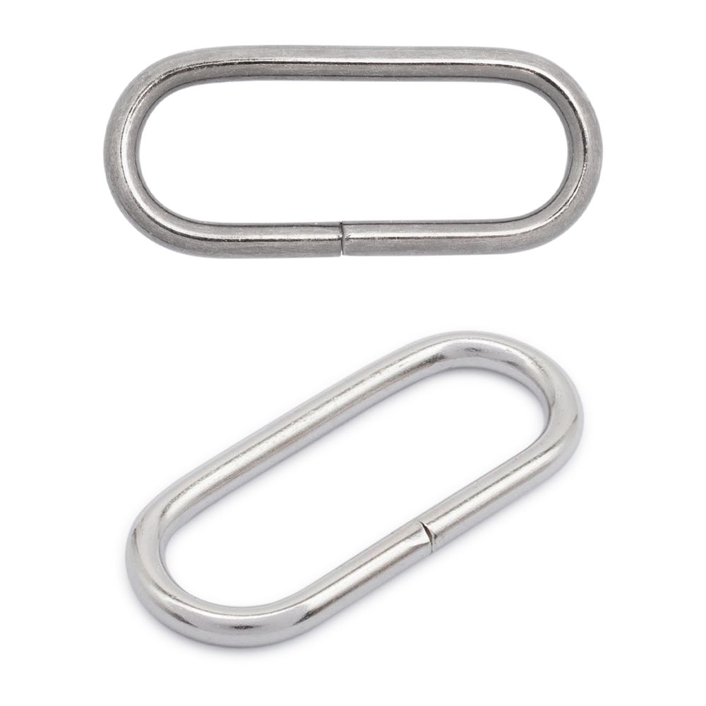 Кольцо овальное металл in 32х11 мм (37х16 мм внешн.), бл.никель, 100 шт