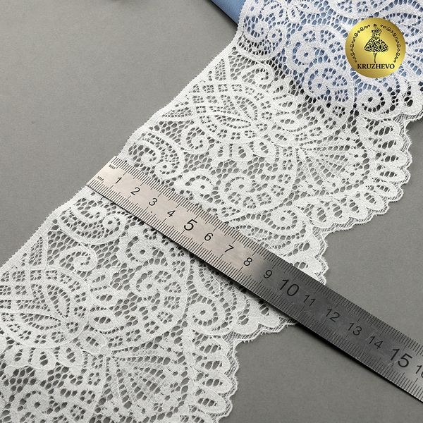 Кружево эластичное (стрейч) 110 мм, 40992PP цв.белый уп.115м, Kruzhevo