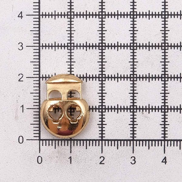 Фиксатор (зажим) для шнура металл 2 отв., 20.5х15.6 мм, ⌀3.5 мм, металл, Gold (золотой), MFR12, 10 шт