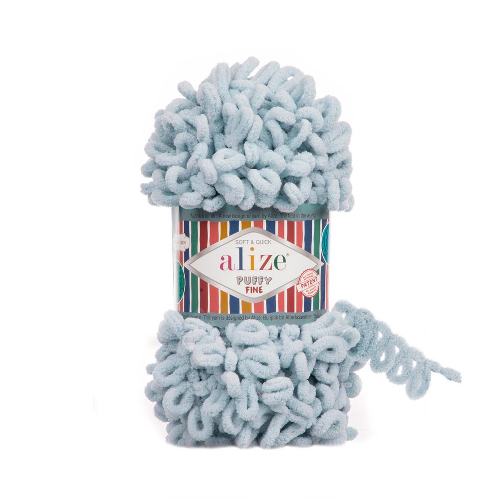 Пряжа Alize (Ализе) Puffy Fine / уп.5 мот. по 100 г, 14м, 500 серый A