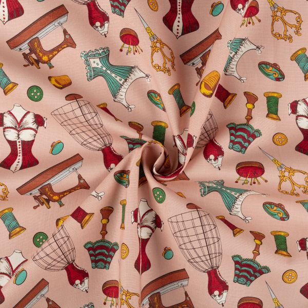 Ткань для пэчворка Peppy Век моды, отрез 50х55 см, 146 г/м², ВМ-14 розовый, Peppy