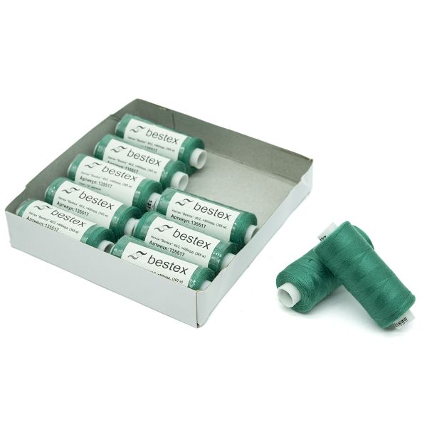 Нитки швейные бытовые Bestex 40/2, 365 м (400 ярд) / 10 кат., 137 хвойно-зеленый