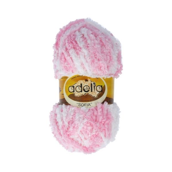 Пряжа Adelia Sofia / уп.10 мот. по 50г, 90м, 05 розовый/белый