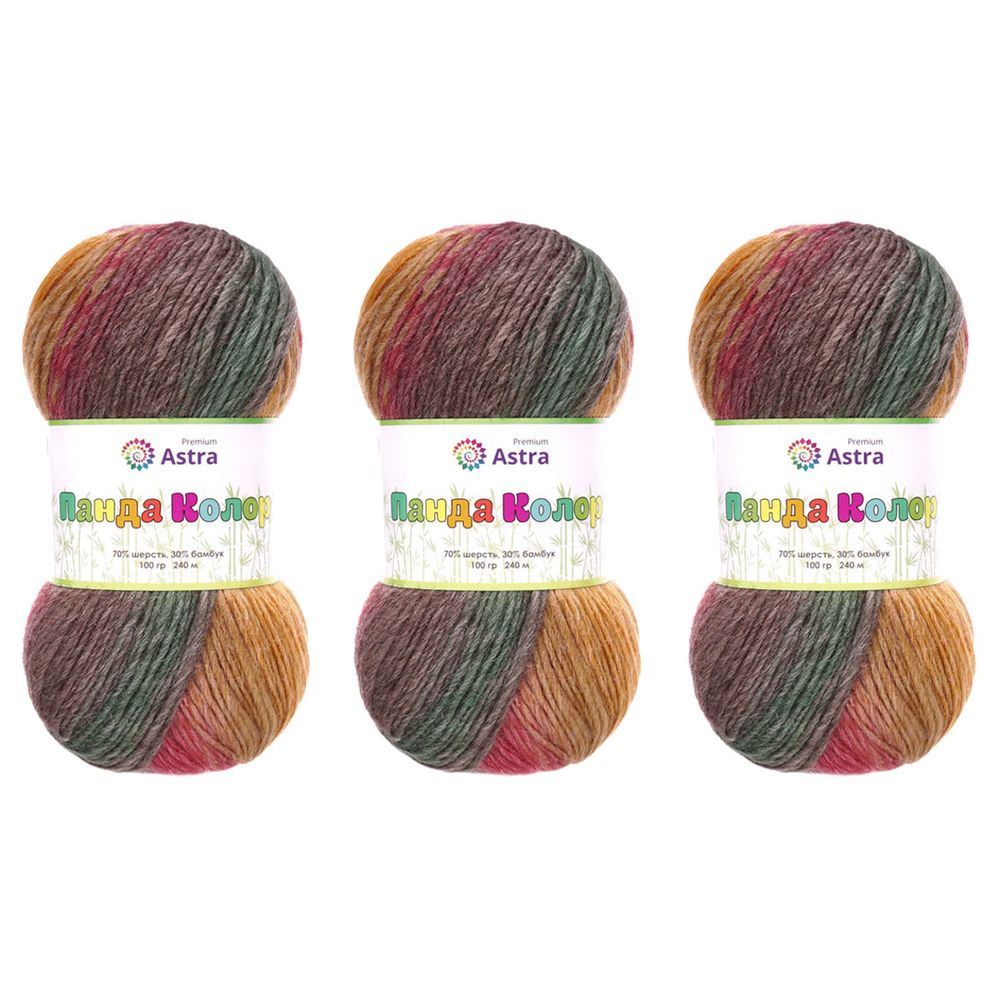Пряжа Astra Premium (Астра Премиум) Панда Колор / уп.3 мот. по 100 г, 240 м, 06 секционный