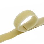 Лента контактная липучка фасовка (велкро) пришивная 20 мм / 25 см, 25 молоко, ПАРА (крючок+петля), Hobby&Pro, качество "A"