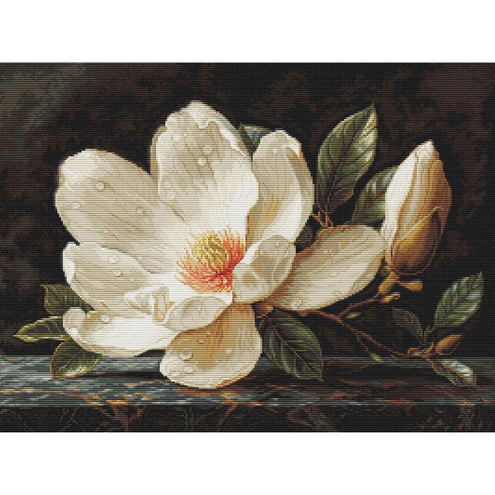 Набор для вышивания нитками Luca-S G713, гобелен Магнолиевая роса, 27х20см