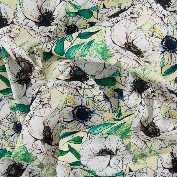 Ткань для пэчворка Peppy Цветущие анемоны 50х55 см, 140±5 г/м², ЦА-03 бл. желтый