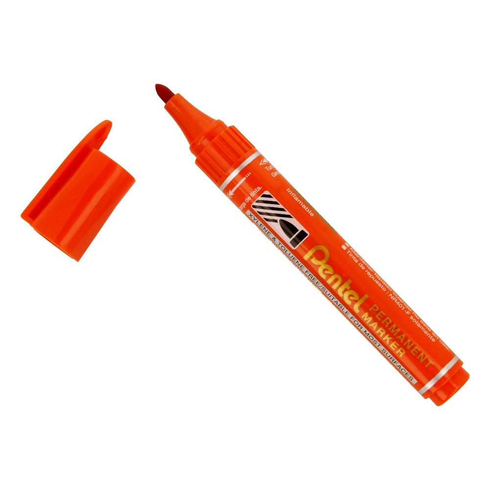 Перманентный маркер 4 мм, Extra Large Point, 12 шт, оранжевый, Pentel N450FF-3