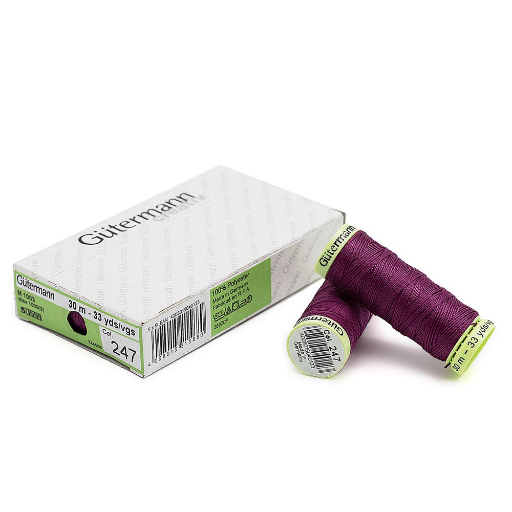 Нитки отделочные Gutermann Top Stitch, 30м, 247 фуксия, 5 катушек